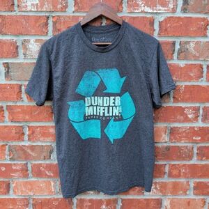 The Office T-Shirt Mens Medium Charcoal Gray Dunder Mifflin Recycle Logo Tee